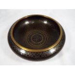 Cloisonne - A good quality unusual Cloisonne bowl decorated with a black ground 5cm (h) x 14cm