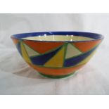 Clarice Cliff - a large Art Deco pedestal bowl hand-painted in a diamonds pattern,