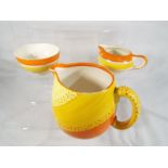 Grays Pottery - an Art Deco three-piece set comprising milk jug,