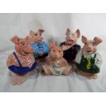 Wade - a set of five NatWest Pigs with Stoppers - Est £50 - £70