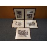 A collection of five black and white photographic images by Frank Sutcliffe mounted and framed