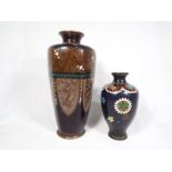 Cloisonne - A Cloisonne sexagonal vase with a floral detail and a further miniature Cloisonne vase