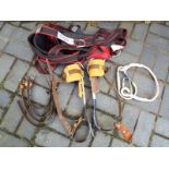 Climbing Equipment - a full body harness by Cresto and a pair of irons by Klein Tools