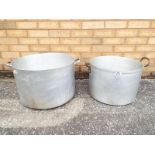 Catering equipment - two heavy duty industrial twin-handled round cooking pans,