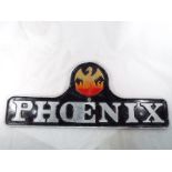 Railwayana - an original railway name plate marked Phoenix with crest from an 0-4-0 diesel shunter