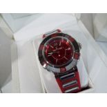 Swarovski Octea Sport Baselworld 2010 watch, model 1047344, red rubber strap with 6 clear crystals,