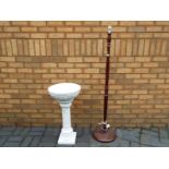 A turned wooden floor lamp, 140cm (h), a