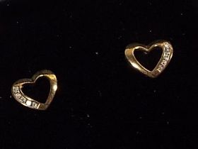 A lady's pair of 9 carat gold heart-shap