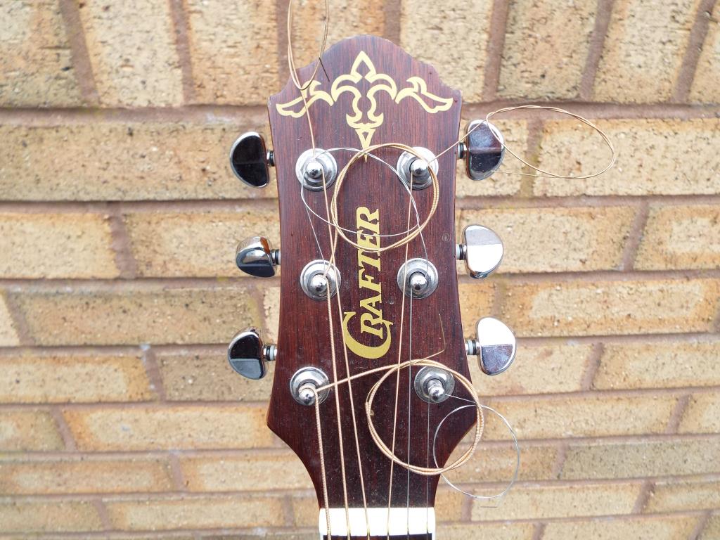 A Crafter semi acoustic 6-string guitar, blue, displaying Crafter paper label model No. - Image 4 of 5