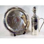 Gucci - a plated lidded flask, 35 cm (high) and a salver,