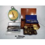 A good quality writing box, a Hartleys drawing set, a fountain pen by Parker, boxed,