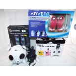 A Amethyst speaker system (make your i-pod sing), a Nice Device dancing water speaker set,