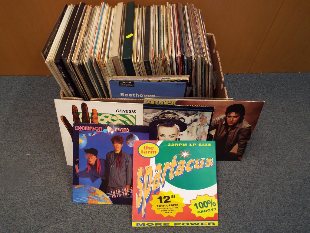 A good collection of vinyl 33 1/3 record albums to include The Farm, Thompson Twins,