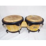 A pair of good quality Oldfield wooden bongos 20 cm (h) x 49 cm (w)