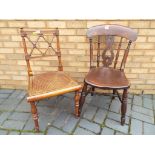 Two period chairs one Welsh ca 1900 one Gothic Revival with canework seat - Est £20 - £30