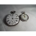 A gentleman's silver pocket watch and a lady’s silver fob watch Est £25 - £40