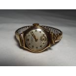 9ct gold - a 9ct gold wristwatch by J.W.Benson of London, stamped 375, approx weight 19.