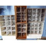 Five boxes of unused glass carafes, various sizes,
