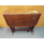 A mahogany drop-leaf table with barley twist supports 58 cm (h) x 68 cm (w) x 60 cm (d)