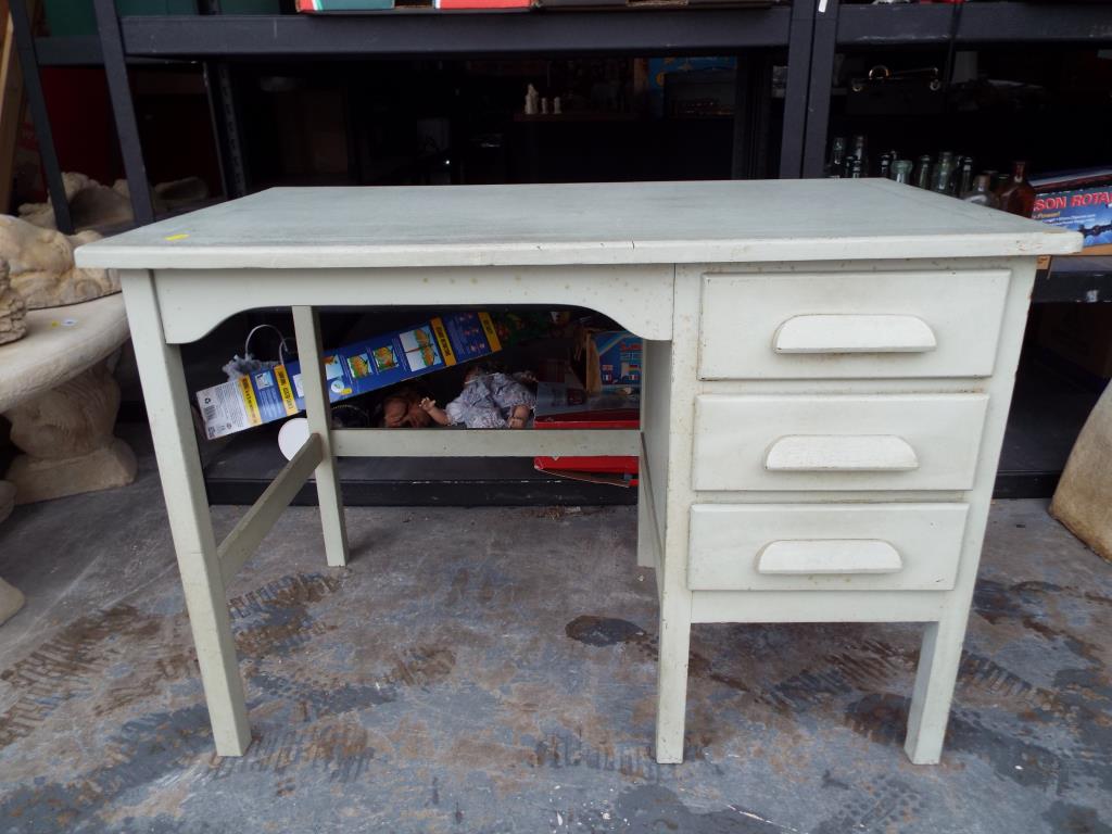 A painted pine office desk,