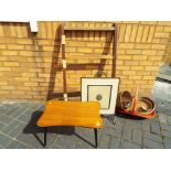 A mixed lot comprising a vintage clothes horse, an occasional table,