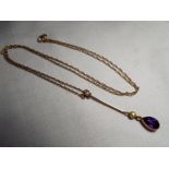 A 9ct gold necklace stone set and pearls, stamped to the clasp 9k, approx weight 1.
