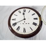 A mahogany cased 12 inch dial station school or railway clock, single fusee movement with pendulum,