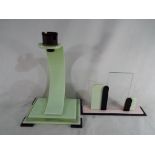 An art deco Bakelite table lamp stand 24 cm (h) with a matching picture frame 13.