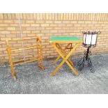 A mixed lot to include a card table with green baize top,