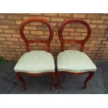 A matched pair of good balloon back chairs with green upholstered seats - (2)