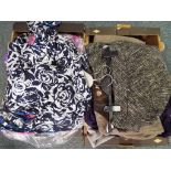 Two boxes containing a large quantity of good quality dresses, skirts and similar,