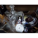 A good mixed lot of ceramics and glassware to include decanters, vases, soda syphon,