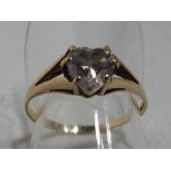 A lady's heart shaped cz single stone ring, size N, approx weight 1.