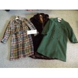 A mixed lot of lady's clothing to include a green check coat by Weekend size 14,