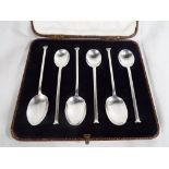 Six hallmarked silver spoons in original box, Sheffield assay 1931,