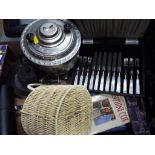 A good mixed lot to include a plated samovar, a miniature sewing machine,