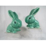 Two Sylvac rabbits finished in green #305,