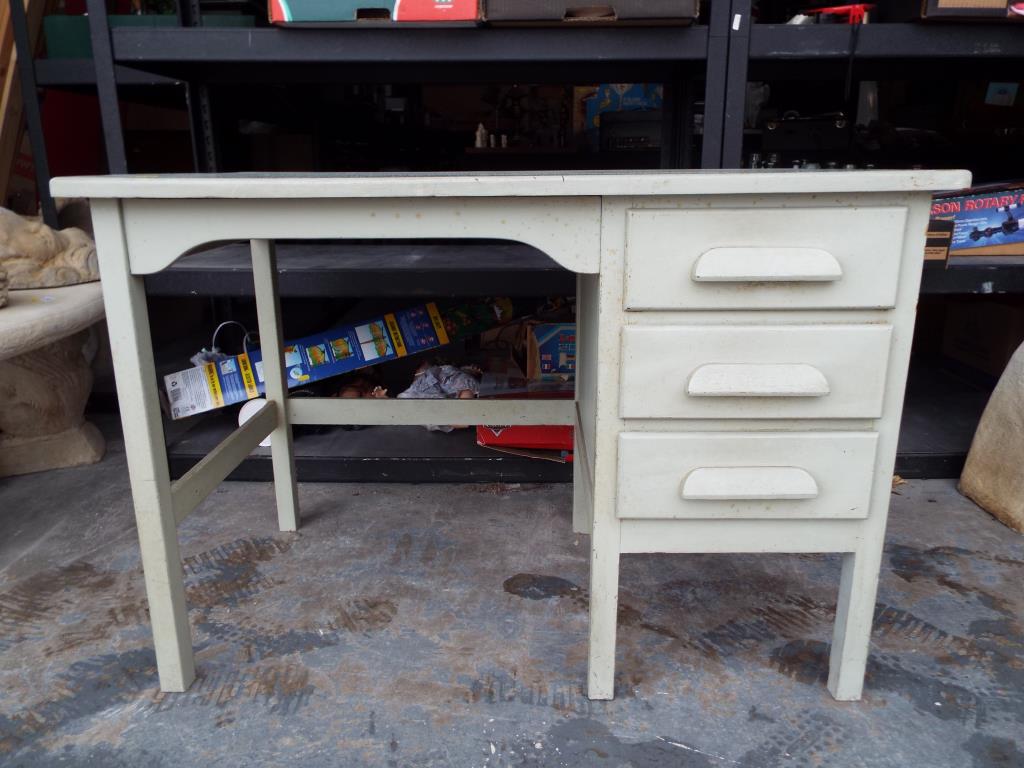 A painted pine office desk, - Bild 2 aus 2