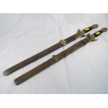 Grand Order of Buffaloes - a pair of ceremonial swords with shagreen sheaths 58 cm (l) (in sheath)