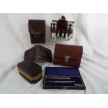 A good mixed lot to include two gentleman's brushes in leather case,