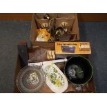 A good mixed lot to include glassware, a radio and a ceiling pendant,