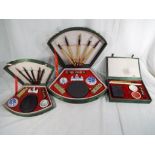 Three Chinese calligraphy / writing sets containing ink sticks,