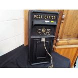 A letter box / post boxmarked Post Office George VI with key, 59 cm x 25 cm x 34 cm.