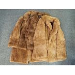 Three fur jackets to include mid brown coney fur jacket size 10,