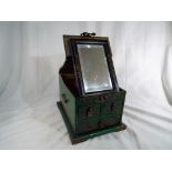 A 1940's Japanese hand painted lacquered jewellery box with stand up mirror,
