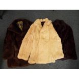 Three fur jackets to include a pale coney fur jacket size 14,