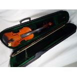 A beginner's modern Violin, body length 36 cm, with bow,