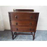 A good oak chest of three drawers,