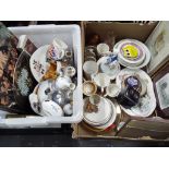 Two boxes containing a large quantity of glassware and ceramics to include Royal commemorative,