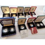 A collection of eleven UK Silver Proof coins comprising three 50 pence and three Piedfort 50 pence,